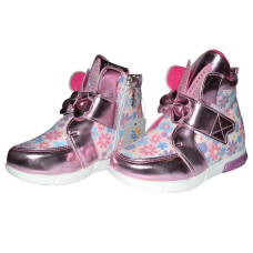 Демисезонные ботинки с ушками для девочки, зайчики 22 размер, кожаная стелька, супинатор, 101-74-812