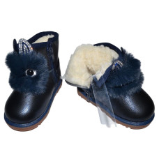 Теплые угги с ушками и глазками 28 размер, сапожки для девочки, 102-90-52