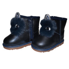 Теплые угги с ушками и глазками 28 размер, сапожки для девочки, 102-90-52