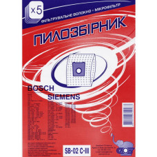 Мешки пылесборники SB-02 C-III для пылесосов Siemens, Bosch, микроволокно, Слон, 5 шт, 801-SB02-3 Мешки пылесборники SB-02 C-III для пылесосов Siemens, Bosch, микроволокно, Слон, 5 шт, 801-SB02-3