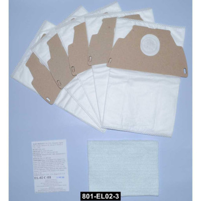Мешки для пылесоса Electrolux, пылесборники EL-02 C-III микроволокно, Слон, 5 шт, 801-EL02-3
