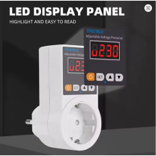 Реле напряжения в розетку, индикатор напряжения, 16A, 140-300В, 3600Вт, настройка напряжения и задержки включения, 150-66507