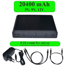 ИБП для роутера, Mini UPS 20400 mAh, 5В/9В/12В, полный комплект, мини ИБП, мини УПС, 150-66620