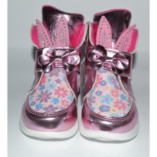 Демисезонные ботинки с ушками для девочки, зайчики 22 размер, кожаная стелька, супинатор, 101-74-812
