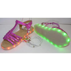 Светящиеся босоножки для девочки  размер, подзарядка, 11 режимов LED подсветки, 109-966-69+