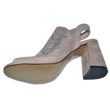 Женские босоножки на устойчивом каблуке 36,37,38,39,40 размер, бежевые босоножки, 109-16-32